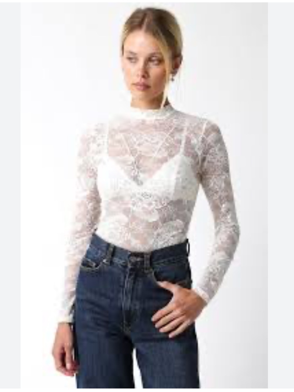 Lace Long Sleeve Top XS